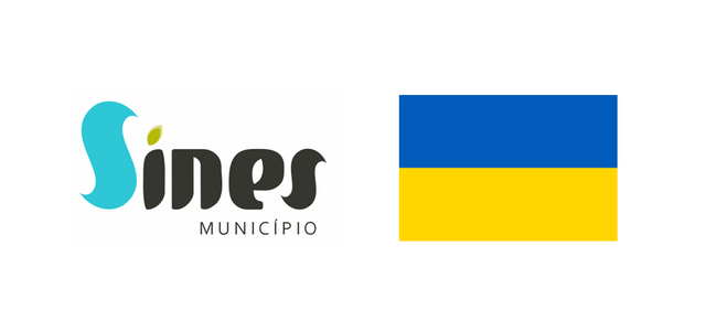 Logo do município e bandeira da Ucrânia