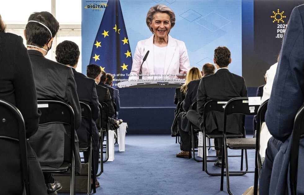 A presidente da Comiss&atilde;o Europeia interveio remotamente