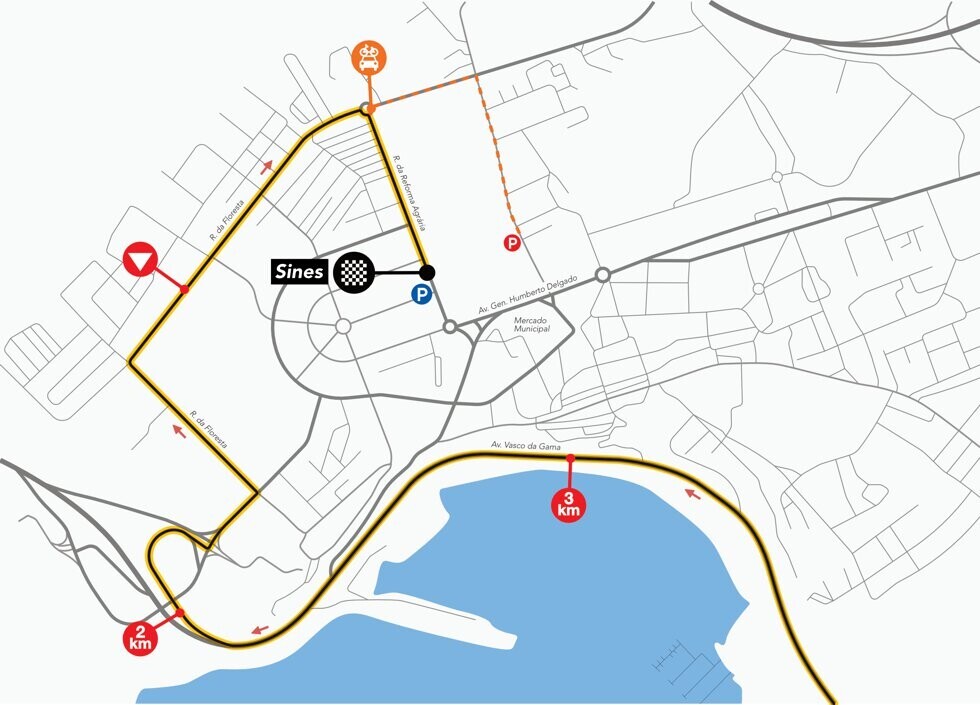 Mapa da chegada a Sines