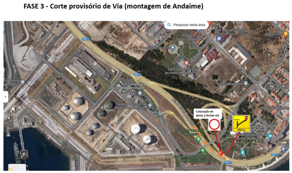 Fase 3 - Corte provisório de via rodoviária
